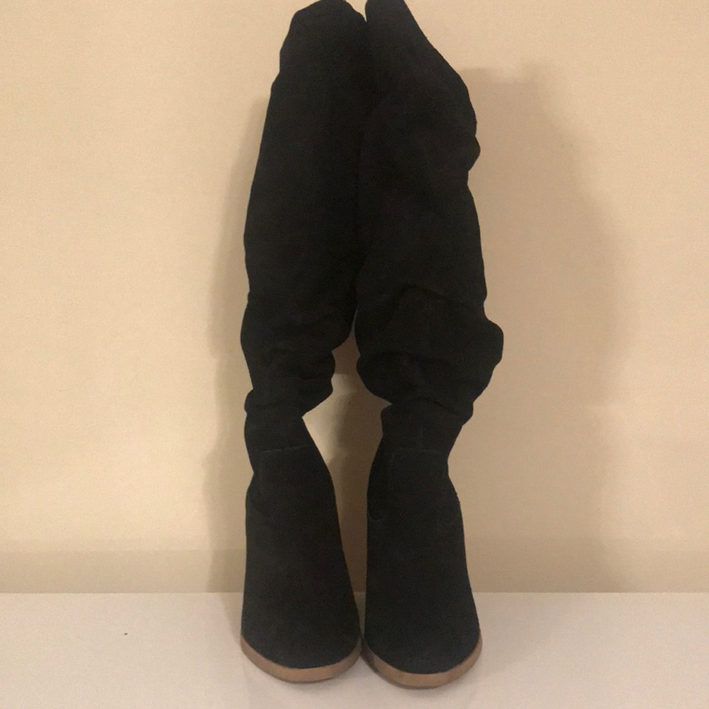 Nine West Suede Slouch Boots- Black